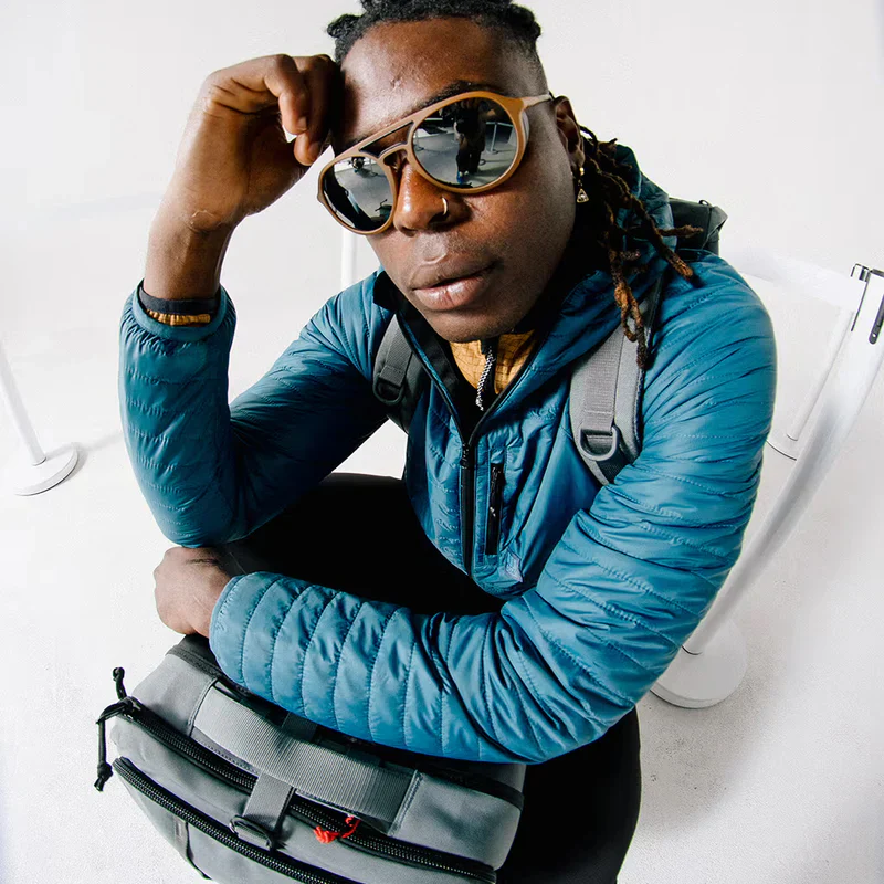 Global Puffer Hoodie Mens Pond Blue - Image 7