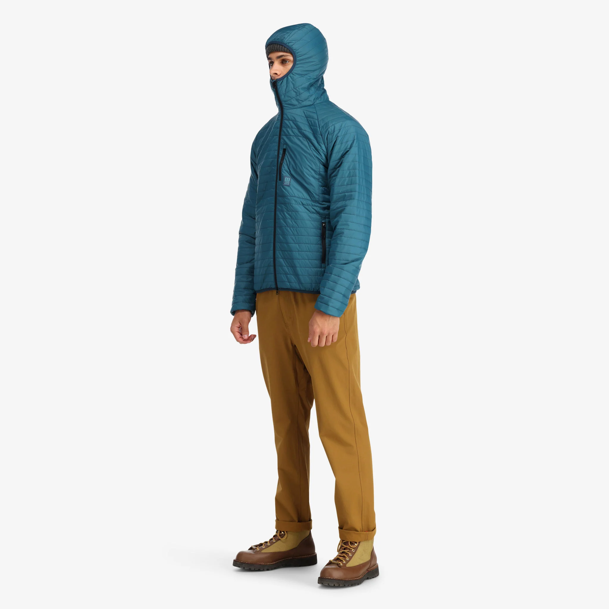 Global Puffer Hoodie Mens Pond Blue - Image 3