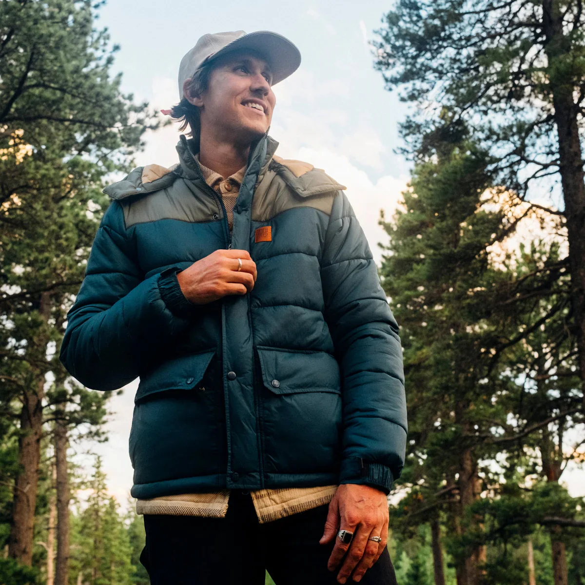 Retro Ridge Puffer Jacket Mens Pond Blue/Beetle - Image 6