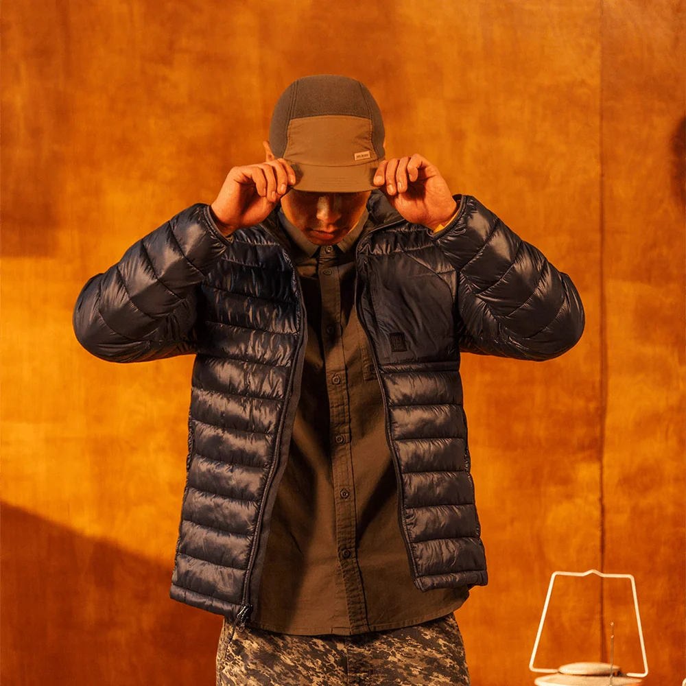 Full Dome Fleece Cap Oatmeal/Pond Blue - Image 2